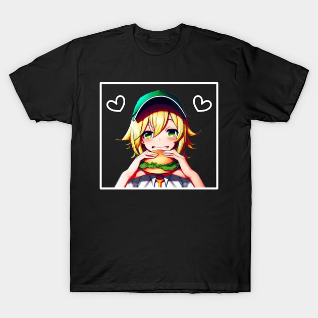 Anime Girl Cheeseburger Love T-Shirt by FromBerlinGift